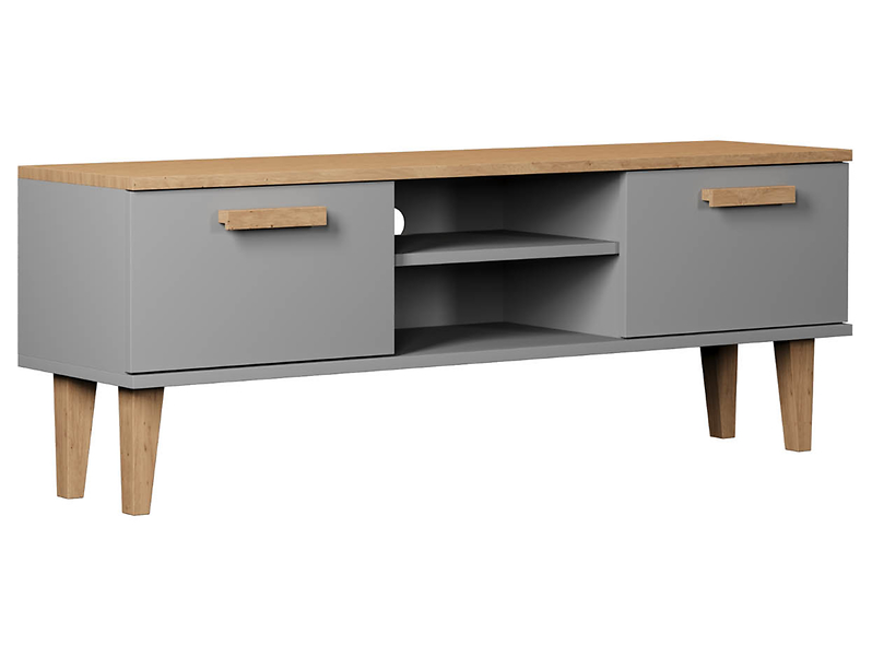 Szafka RTV 120 cm Denver z 2 drzwiami i półką szara chinchilla/hikora 102355