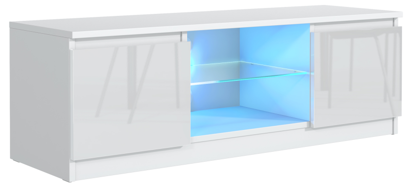 Szafka rtv 120cm biała drzwi połysk led 723878