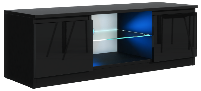 Szafka rtv 120cm czarna drzwi połysk led 723882
