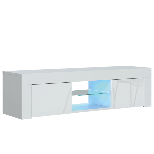 Szafka RTV 130cm ONE FURNITURE - Biały Laminat & Połysk 202549
