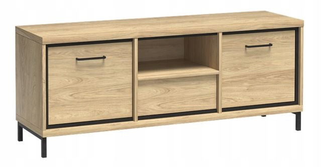 Szafka RTV 139 cm Czarna Pod Telewizor Półka MILAN NÓŻKI 834006