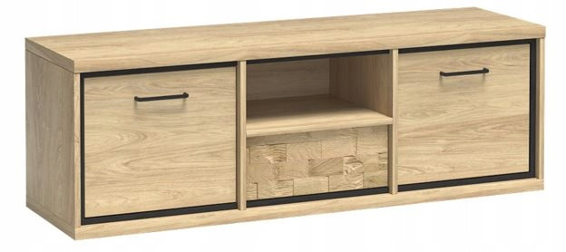Szafka RTV 139 cm Czarna Pod Telewizor Półka MILAN 834010