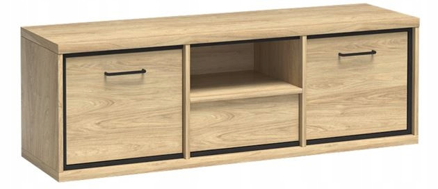 Szafka RTV 139 cm Czarna Pod Telewizor Półka MILAN 834003