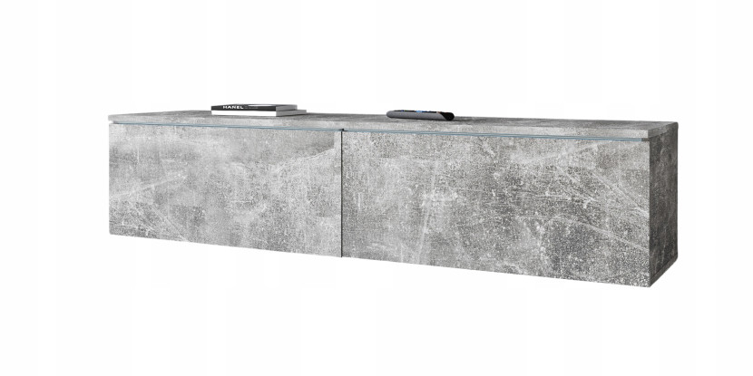 Szafka RTV 140 bezuchwytowa do salonu, stojąca/wisząca beton mat z LED 804976