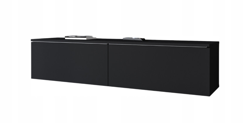 Szafka RTV 140 bezuchwytowa do salonu stojąca/wisząca czarny mat z LED 804978