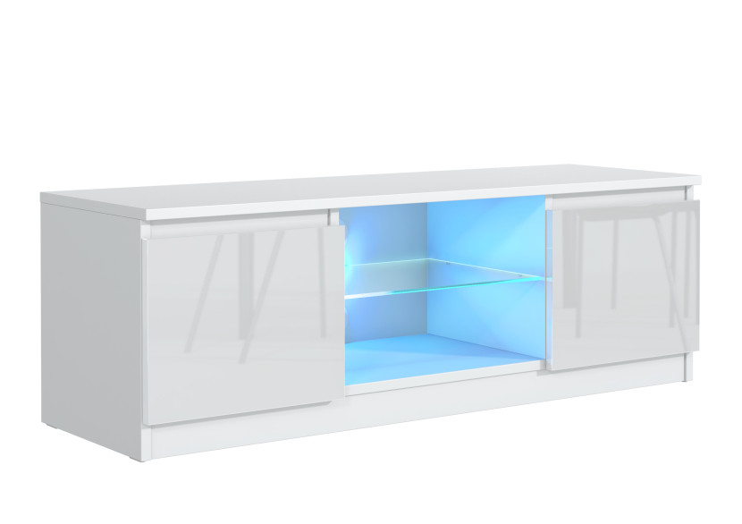 Szafka rtv 140cm biała front połysk + led 965843