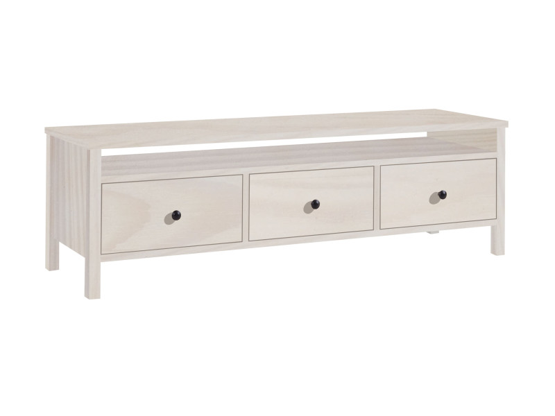 Szafka RTV 143 cm z szufladami drewniana Prestige, kolor bielony 670007