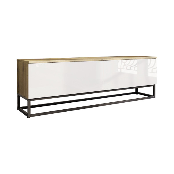 Szafka RTV 150 cm ze stelażem - biały połysk 1014357