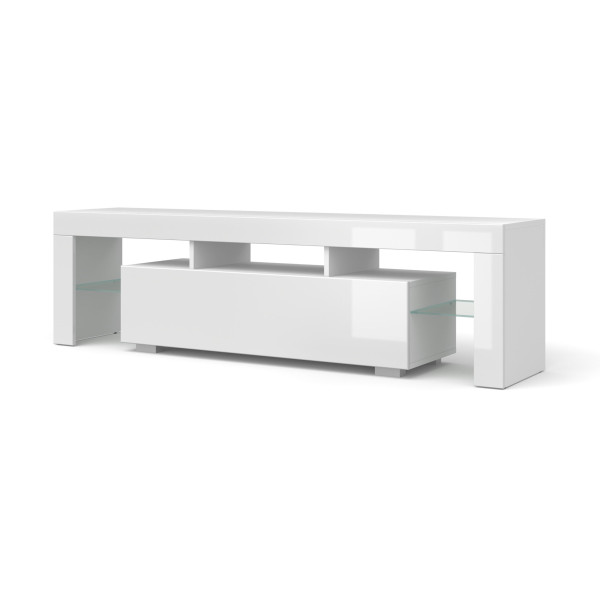 Szafka RTV 160 cm biały mat (korpus) biały połysk (fronty) 755785