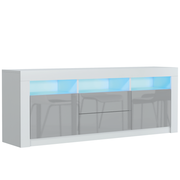 Szafka RTV 160cm ONE FURNITURE - Biały Laminat & Szary 202554