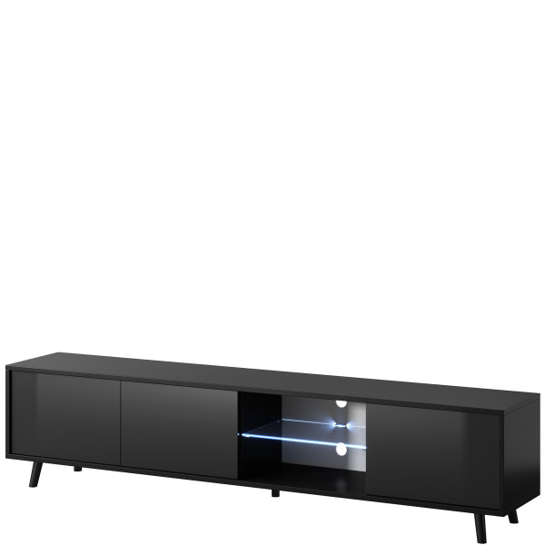 Szafka RTV 175 cm pod telewizor LIRIA czarny połysk 766596
