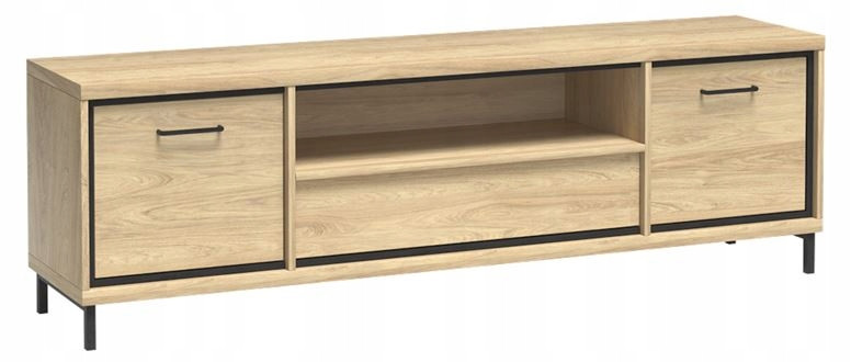 Szafka RTV 181 cm Czarna Pod Telewizor Półka MILAN NÓŻKI 834000