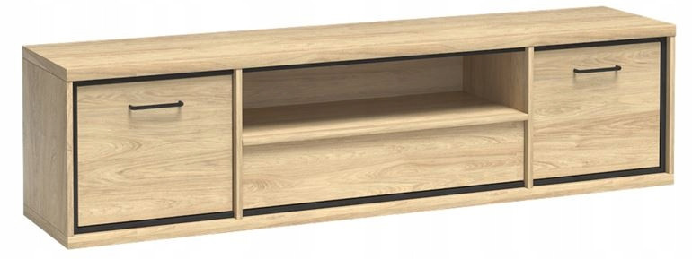 Szafka RTV 181 cm Czarna Pod Telewizor Półka MILAN 833999
