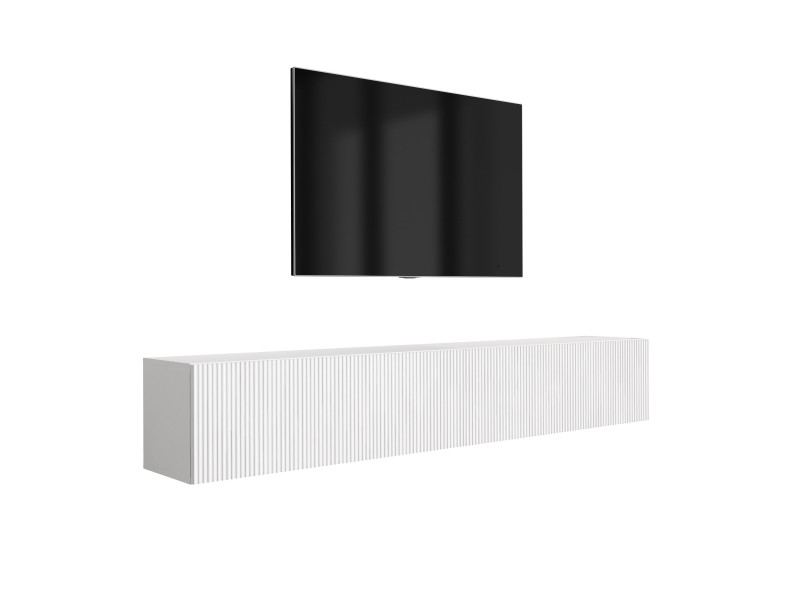 Szafka RTV (2 x 100 cm), fronty ryflowane, Biały Mat, 200 × 32 × 33,6 cm 964820
