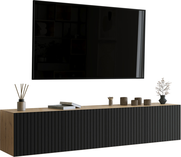 Szafka RTV 200 cm wisząca do salonu LORI dąb artisan 992481