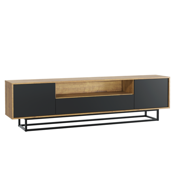 Szafka RTV 200cm Loft ONE FURNITURE Laminat Dębowy & Czarny 202526