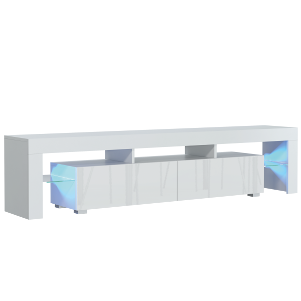 Szafka RTV 200cm ONE FURNITURE - Biały Laminat & Połysk 202534