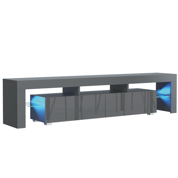 Szafka RTV 200cm ONE FURNITURE - Szary Laminat & Połysk 202552