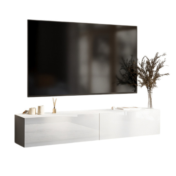 Szafka RTV 210 cm do salonu PREMIUM biały połysk 799676