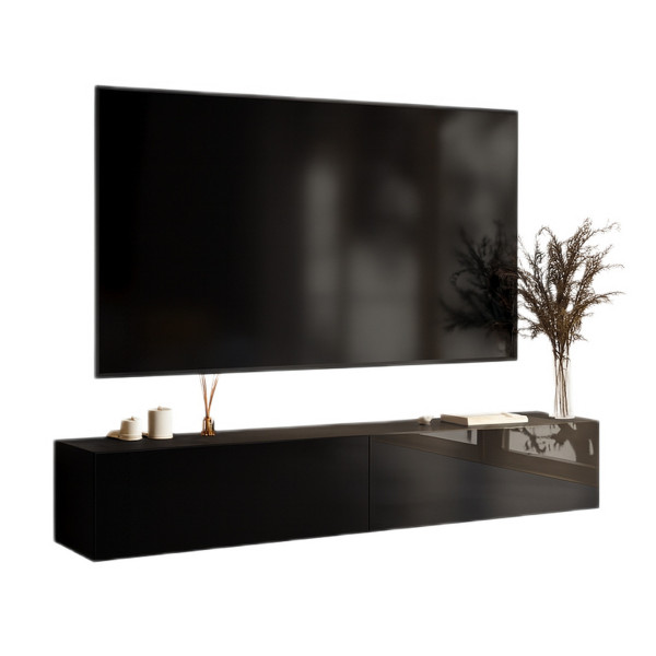 Szafka RTV 210 cm do salonu PREMIUM czarny połysk 799674