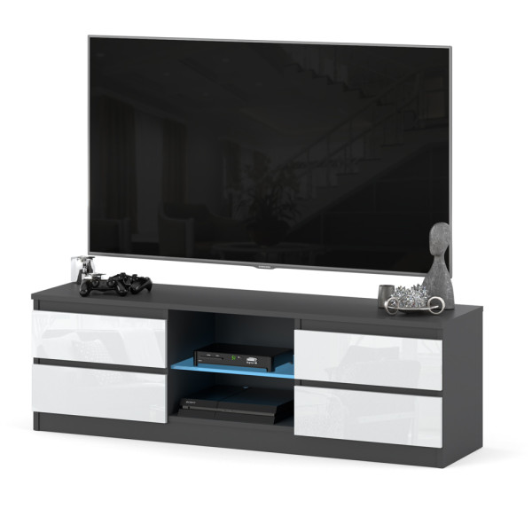 Szafka rtv 4 szuflady stolik pod tv 138cm szary biały połysk 693273