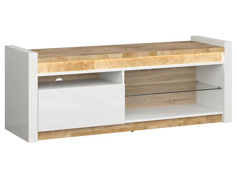 Szafka RTV Alameda 147 cm z szufladą i półką biała 26732