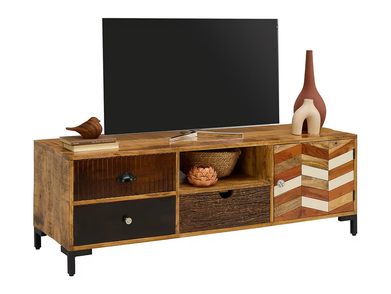 Szafka RTV Aloka 150 cm z drzwiami i 3 szufladami akacja/mango 1090059