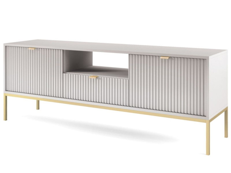 Szafka RTV AMBER 154 cm szara ze złotymi metalowymi nogami 222500