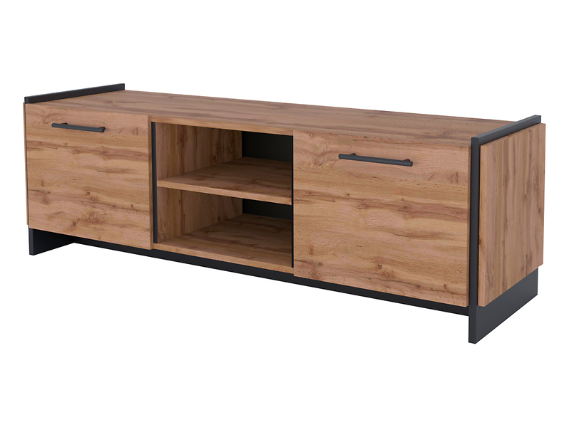 Szafka RTV Amino 159 cm z 2 drzwiami dąb wotan/czarny 260483