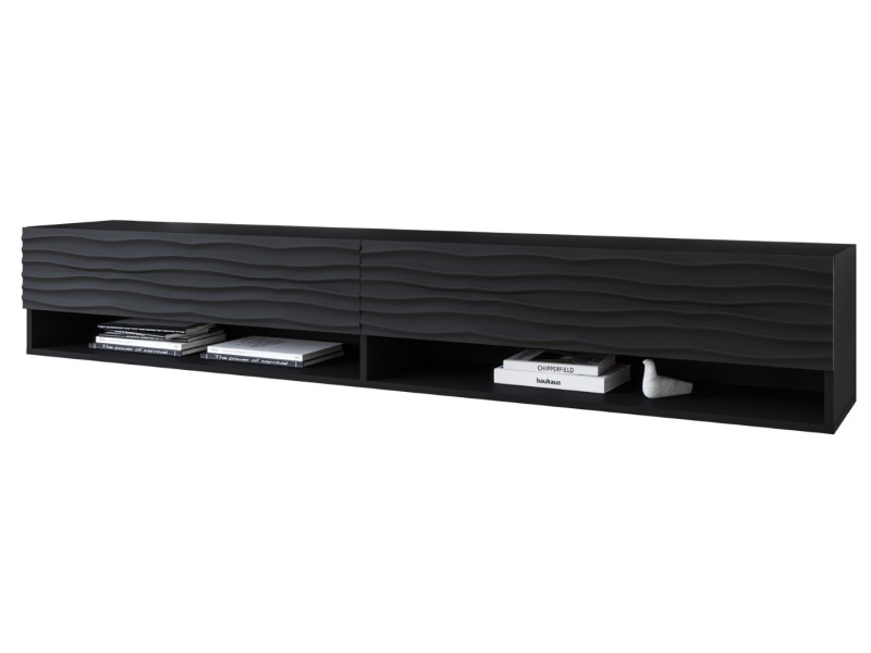 Szafka RTV ANNE 180 czarny grafit/czarny MDF wzór fala z LED 301244