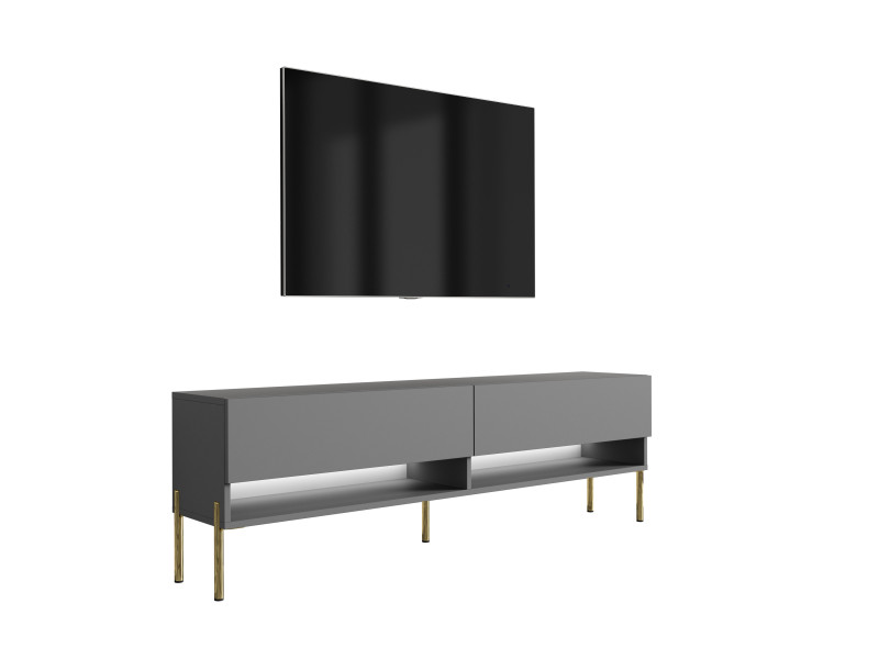 Szafka RTV Antracyt, nogi proste złote, LED biały, 170 × 32 × 52 cm 749634