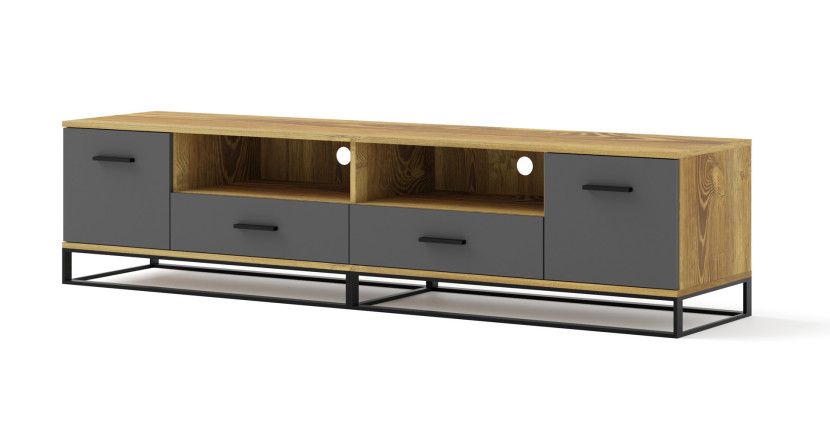 Szafka RTV ARSEN 2D2S 190 cm dąb palony / grafit metal 241337