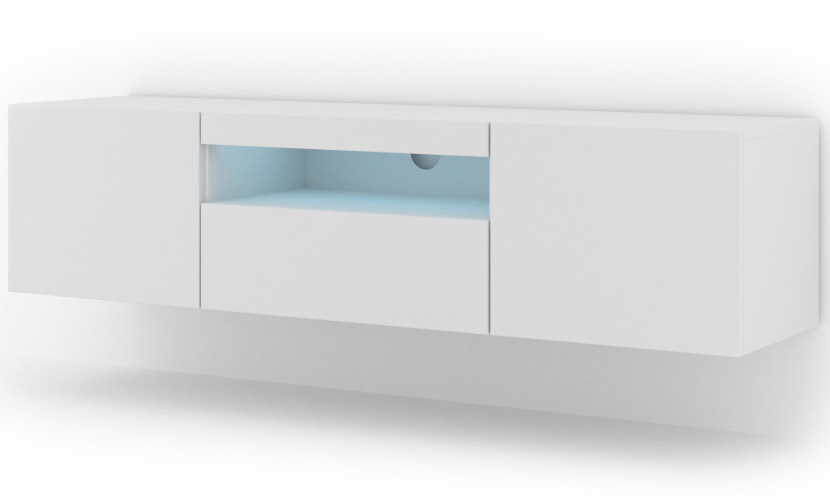 Szafka RTV AURA 150 cm biały mat + LED 241249