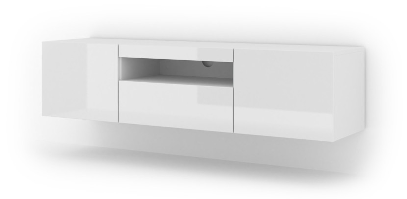 Szafka RTV AURA 150 cm biały połysk + LED 241341