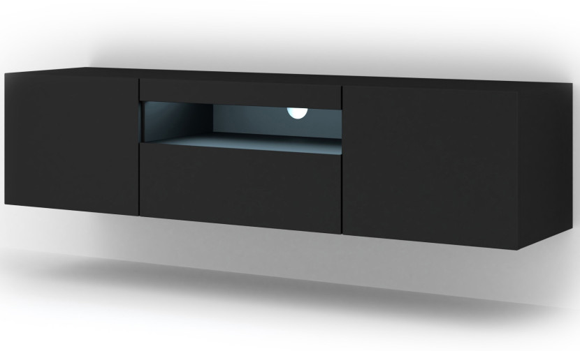 Szafka RTV AURA 150 cm czarny mat + LED 241325