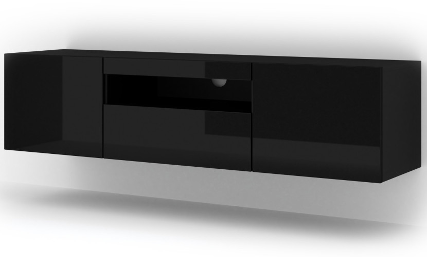 Szafka RTV AURA 150 cm czarny połysk 241261