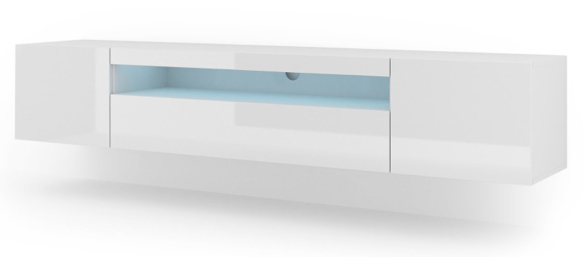 Szafka RTV AURA 200 cm biały połysk + LED 241266
