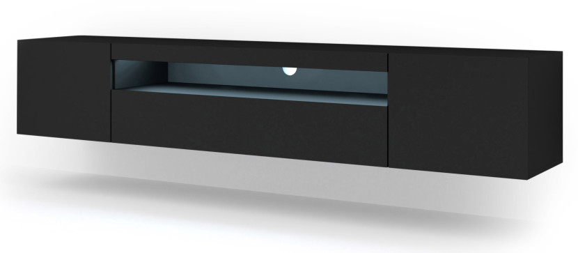 Szafka RTV AURA 200 cm czarny mat + LED 241342
