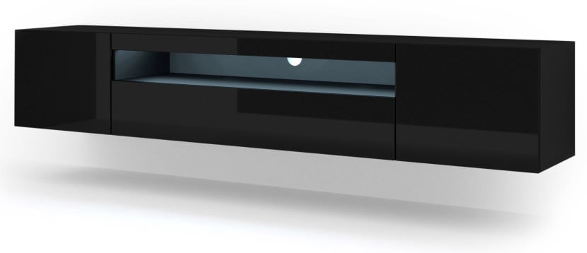 Szafka RTV AURA 200 cm czarny połysk + LED 241269