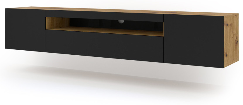 Szafka RTV AURA 200 cm dąb artisan / czarny mat 241352