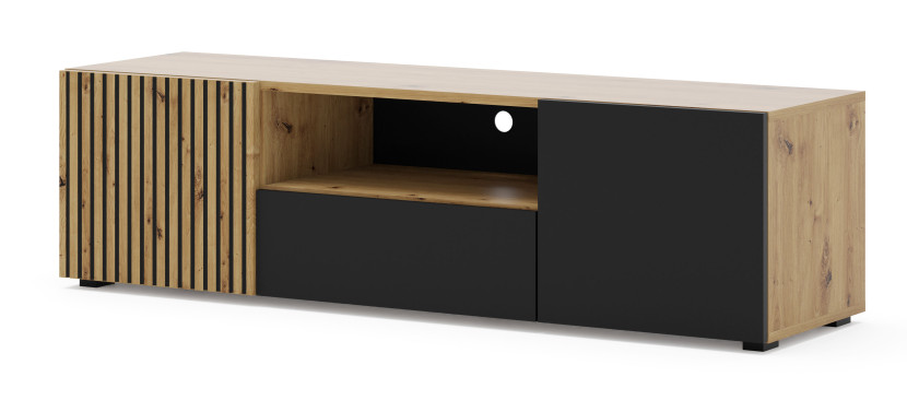 Szafka RTV AURIS 150 cm dąb artisan / czarny mat 240543