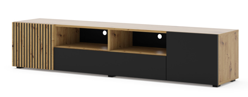 Szafka RTV AURIS 200 cm dąb artisan / czarny mat 240636