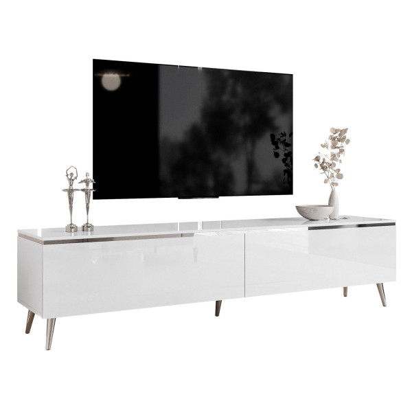 Szafka RTV AURORA SILVER led+ nóżki skośne chrom 358068