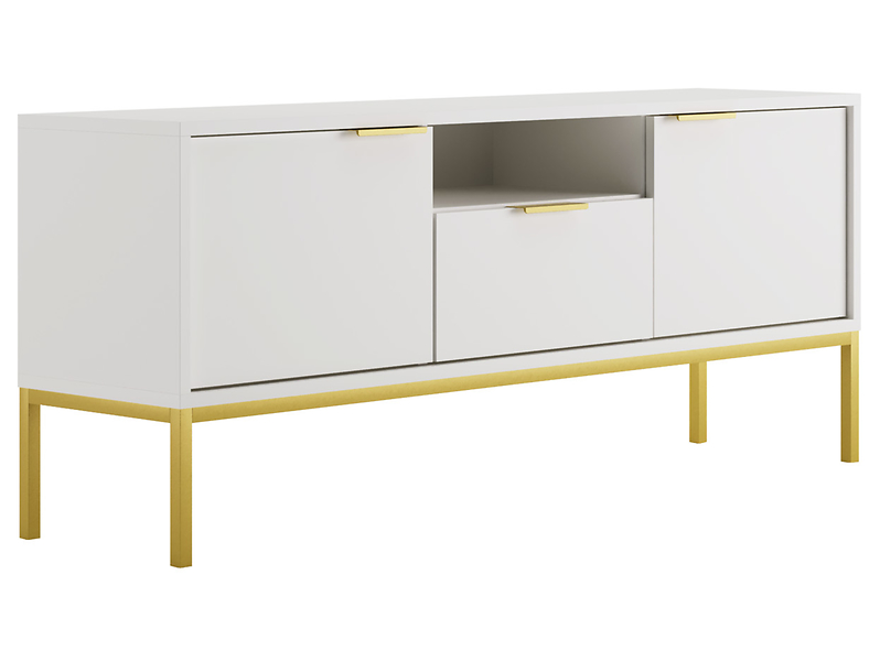 Szafka RTV Austin 135 cm z 2 drzwiami i szufladą biała 354846