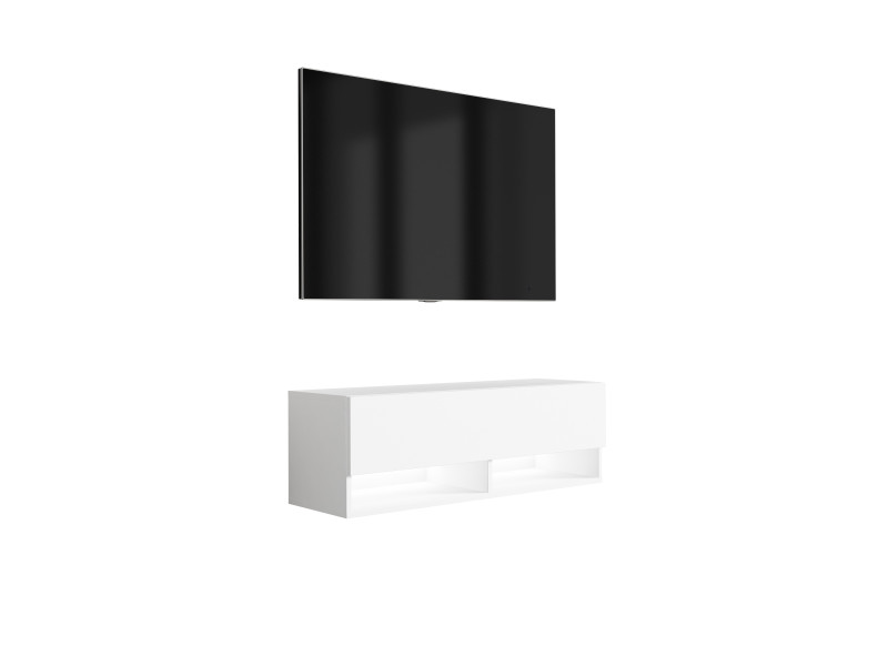 Szafka RTV Biały Mat, LED biały, 100 × 32 × 34 cm 749746
