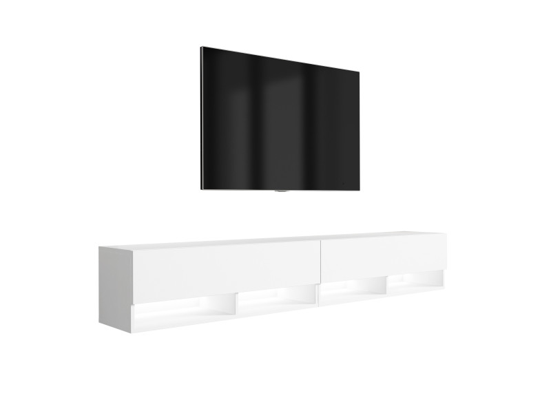 Szafka RTV Biały Mat, LED biały, 200 (2 x 100) × 32 × 34 cm 749771