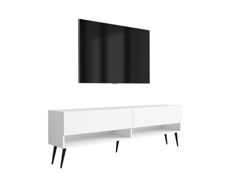 Szafka RTV Biały Mat, nogi pochyłe czarne, 170 × 32 × 52 cm 749640