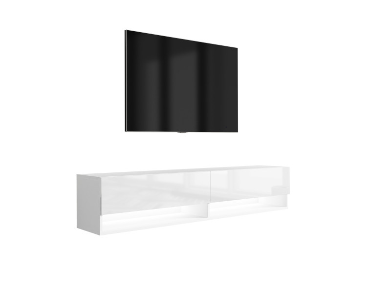 Szafka RTV Biały Mat / Połysk, LED biały, 170 × 32 × 34 cm 749710