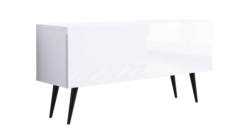 Szafka RTV : Biały Matowy / Biały Błyszczący, nogi czarne, 100 x 34 x 32 cm 352304