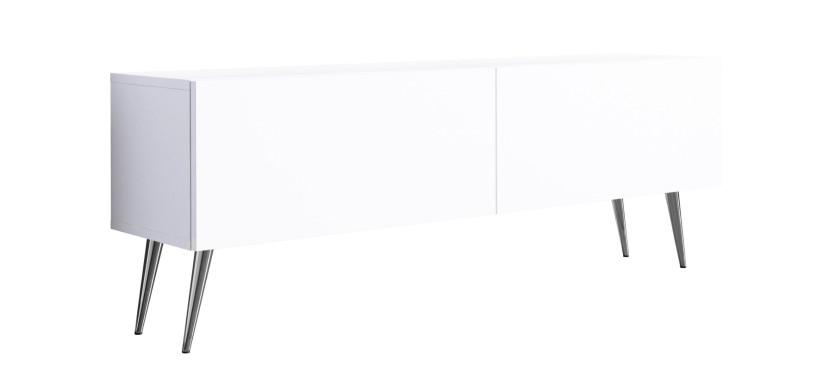 Szafka RTV : Biały Matowy, nogi chromowane, 140 x 34 x 32 cm 352300